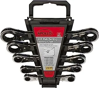 Apollo Tools DT1212 SAE Ratcheting Wrench Set, 5-Piece, Black
