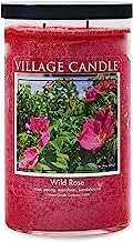 Village Candle Wild Rose Large Glass Apothecary Jar Scented Candle, 19 oz, Pink