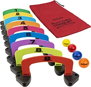 GoSports Putt-Thru Croquet Putting Game - Includes 9 Gates, 4 Golf Balls and Tote Bag - Play at Home, the Office or On the Green!