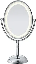 Conair Lighted Makeup -Mirror with Magnification, Oval Mirror, LED Vanity-Mirror, 1X/7X Magnifying -Mirror, Double Sided -Mirror,Operated -Battery in Polished Chrome