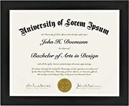 Americanflat 8.5x11 diploma frame in black with shatter resistant glass - horizontal and vertical formats for wall and tabletop