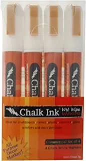 Chalk Ink 6mm Commercial Wet Wipe Markers, 4-Pack