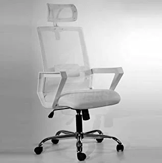 Leader Office Chair White Model Ikeda Mesh - Leaders 593 IKEDA White Office Chair