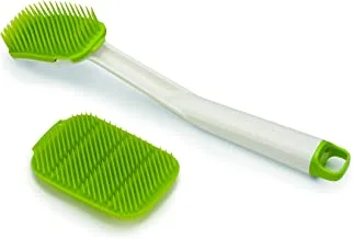 Joseph Joseph CleanTech Dish Brush and Reusable Sponge Scrubber Set Hygienic Quick-Dry, Green
