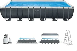 Intex Power Steel Rectangular Frame Pool Set+ Filter Pump+Ladder+Dispenser, Size ‎366 x 732 x 132 cm