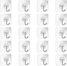 Adhesive Wall Hooks 20 Pcs, Transparent Strong Suction Hooks For Home Kitchen and Bathroom, Heavy Duty Nail Free Sticky Hangers with Hooks Utility Towel Bath Ceiling Hooks, Transparent