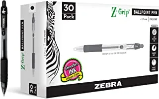 Zebra Pen Z-Grip Retractabe Ballpoint Pen, Fine Point, 0.7mm, Black Ink, 30-Pack