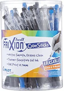 PILOT FriXion ColorSticks Erasable Gel Ink Stick Pens, Fine Point, 24 Black/12 Blue Inks, Tub of 36 (5802)