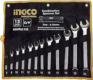 Ingco HKSPA1142 Combination Spanner 12-Pieces Set, 6-24 mm Size