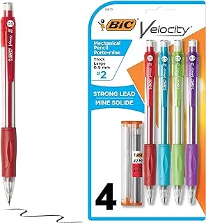 BIC Velocity Original Mechanical Pencil, Thick Point (0.9mm), Colorful Barrels, 4-Count, For Smooth and Dark Lines