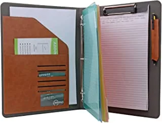 منظم محفظة Binder مع مجلدات ملفات ملونة ، Padfolio للأعمال والمقابلات مع 3 حلقات Binder ، Clipboard