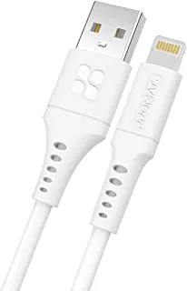 Promate USB-A to Lightning Cable, Durable 2.4A USB-A to Lightning Charging Cable with 480 Mbps Data Sync,120 cm Anti-Tangle Silicone Cord for iPhone 13, iPad, AirPods Pro, PowerLink-Ai120 white