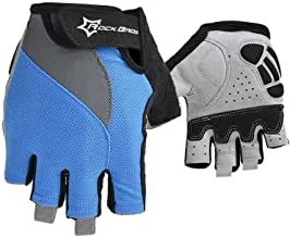 Rockbros S030BL-L Half Finger Padded Gloves for Unisex, Large, Black