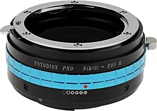 Fotodiox Pro Lens Mount Adapter - عدسة نيكون F Mount G-Type D / SLR إلى Canon EOS M (EF-M Mount) هيكل كاميرا بدون مرآة مع قرص تحكم بفتحة مدمجة