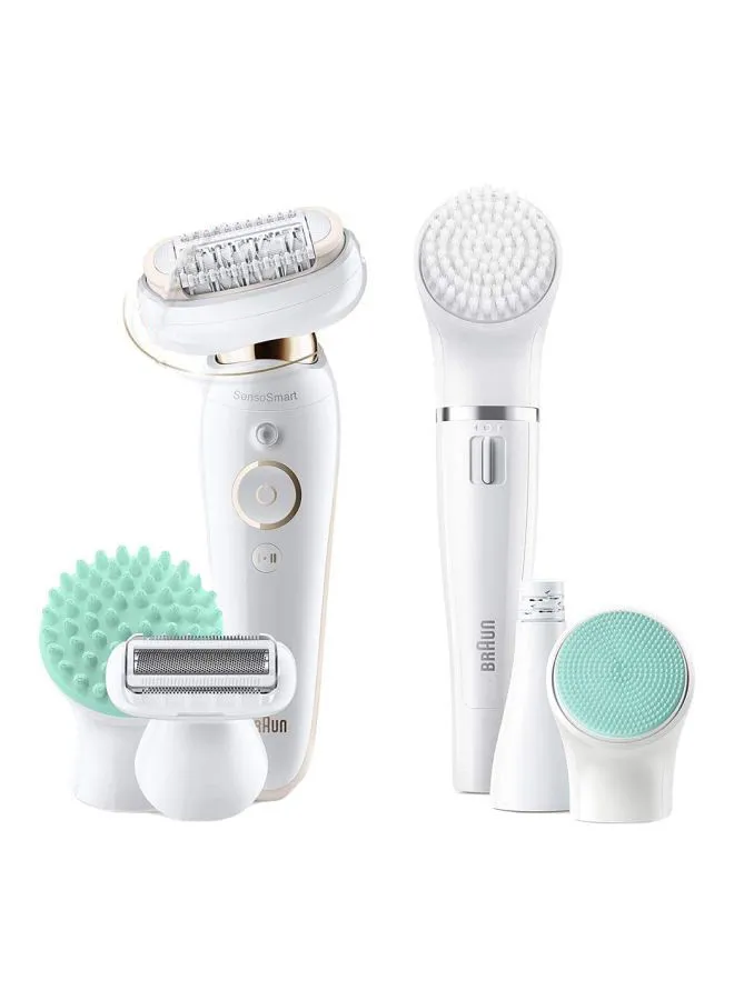 BRAUN Silk-Epil Wet And Dry Epilator With Face Spa White/Silver/Green