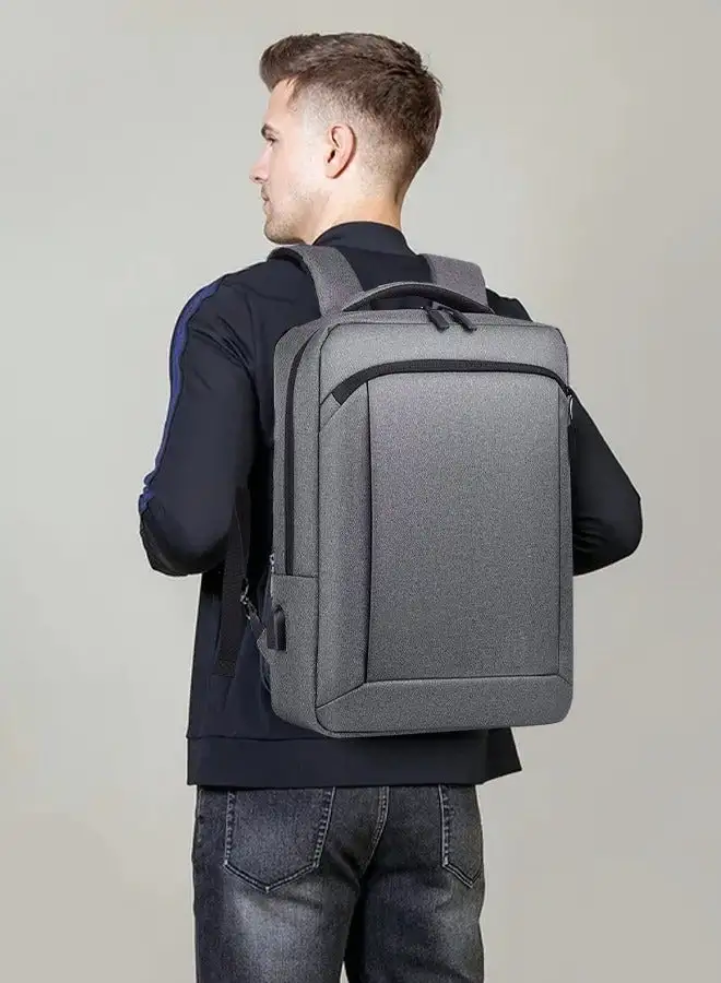 روايس حقيبة ظهر متعددة الوظائف مقاومة للماء مع منفذ USB كاجوال أكسفورد للرجال رمادي غامق