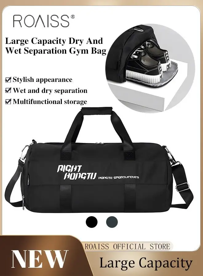 roaiss Large Duffel Bag Gym Bag Travel Luggage Independent shoe Compartment Dry and Wet Separation Foldable Storage Bag Pouch Tote Bag Waterproof Clothing Storage Folding Bag