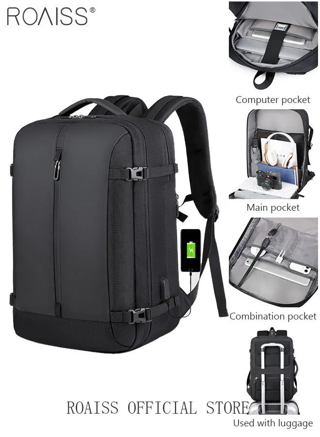 roaiss Fits 17 Inch Laptop Backpack Business Backpack 3 in 1 College Bookbag For Work School Travel Flight with USB Port Waterproof Casual Computer Daypack for Men