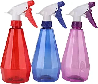 Lawazim 3pcs Colored Spray Kit 500ML | Refillable Plastic Spray Bottle for Detergent, Sanitizer, Water, Cleaning Agents, Watering Plants, Ironing Spray Elegant Design