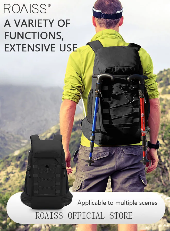 roaiss 40L Capacity Outdoor Backpack with Rain Cover Waterproof Wear-Resistant Hiking Camping Trekking Travelling Sport Bag Durable Men Women Travel Hiking Backpack