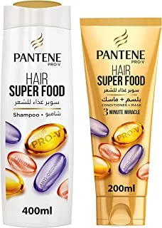Pantene Pro-V Super Food 3 Minute Miracle Conditioner, 200ml + FREE Shampoo 400ml