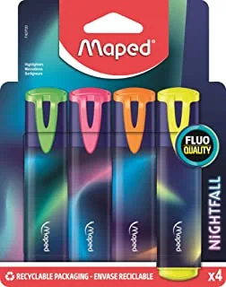 Maped Nightfall Highlighters 4-Pieces, Multicolor