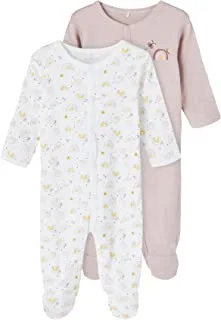NAME IT Baby Girls Nbfnightsuit 2p W/F Violet Rainbow Noos Baby and Toddler Sleepers