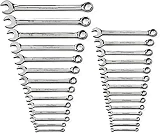 GEARWRENCH 28 Pc. 6 Pt. Combination Wrench Set, SAE/Metric - 81923, Chrome