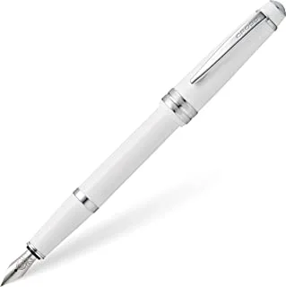 Cross AT0746-2FS Bailey قلم حبر راتنج أبيض مصقول خفيف مع بنك الاستثمار القومي