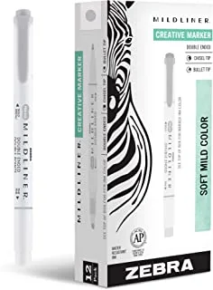 Zebra Pen Mildliner Double Ended Highlighter Marker Set, Broad and Fine Point Tips, Mild Gray Ink, 12-Pack,Grey