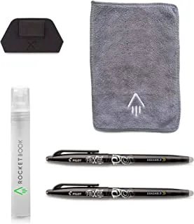 Rocketbook Smart Notebook Accessory Kit - 2 Black Capped FriXion Pens, 1 Spray Bottle, 1 Microfiber Cloth, and 1 Pen Station Scannable Notebook Accessories - Write, Scan, Erase, Reuse