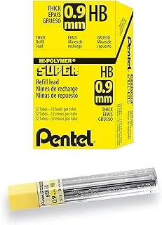 إعادة تعبئة الرصاص Pentel Super Hi-Polymer ، سمك 0.9 مم ، HB ، 180 قطعة من الرصاص (50-9-HB)