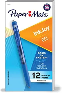 Paper Mate InkJoy Gel Pens, Fine Point, Dark Blue, 12 Count