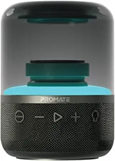 Promate Portable Wireless Speaker,Powerful,8W 360-Degree HD Stereo Speaker with TWS,Retro LED Light,4H Playtime,USB Media Port,TF Card Slot and 3.5mm Port for Bluetooth Enabled Devices,Glitz-BLACK