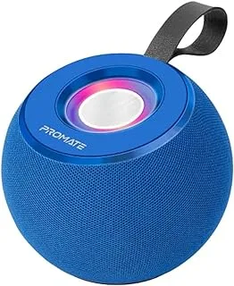Promate LED Bluetooth Speaker, Dynamic 5W True Wireless Speaker with Long Battery Life, Micro SD Card Slot, USB Media Port, 360 Surround Sound and Colorful LED Light for Home and Outdoor, Juggler-BLU