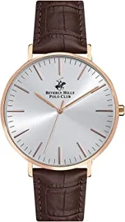 Beverly Hills Polo Club Men's Quartz Movement Watch, Analog Display and Leather Strap - BP3129X.432, Brown