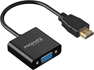 Promate HDMI TO VGA Converter Adapter Cable 1080P Male to Female for PC, DVD, HDTV and Laptop, Prolink-H2V Black