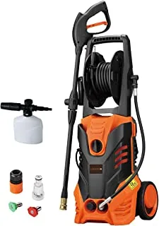Lawazim Heavy Duty High Pressure Washer 2000W| Electric Pressure Washer for Car, Home,Garden| Cleaner with Tigger gun,Hose and Soap Dispenser,Nozzle cleaning needle-Black,orange