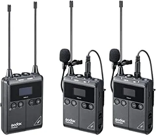 Godox WMicS1 Kit 2 نظام ميكروفون لاسلكي Omni Lavalier مثبت على كاميرا لشخصين للكاميرات بدون مرآة / DSLR