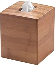 iDesign Formbu Bamboo Facial Tissue Box Cover, Boutique Container for Bathroom Vanity Countertops, 5.25