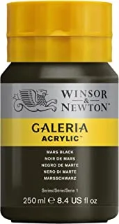 Winsor & Newton Galeria Acrylic Mars Black 250ml,tube with even consistency, non-fading, high coverage, rich in colour pigments