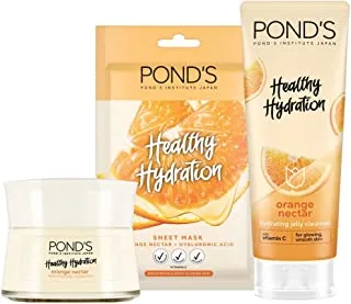 Pond's Healthy Hydration Orange Nectar Brightening Regime: Gel Moisturizer, 50ml + Gel Facial Cleanser, 100ml + Sheet Mask, 25ml