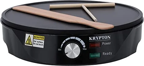Krypton Crepe Maker, Electric Griddle Crepe Maker, KNCM6387 Nonstick Electric Pancake Maker with Batter Spreader, Wooden Spatula, Black