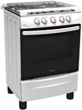 Midea 24BMG4G057 4 Burner Gas Stove with Oven, 67 Liters Capacity, White