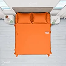 Sandy High Quality Flat Sheet and Fitted Sheet and Pillow Cases, Bed Sheet 4-Pieces Set, King Size, Solid - Orange, Breathable & Ultra Soft