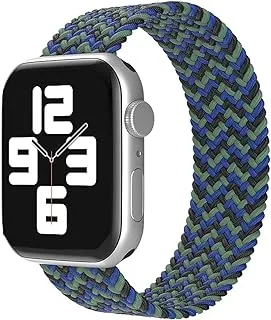 AC&L Braided Solo Band Compatible with Apple Watch 44Mm Large Strap With A Plastic Connector, Black Blue Green