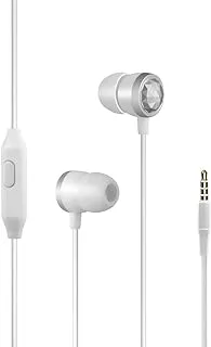 Promate In-Ear Wired Headphones, Premium Metallic Hi-Fi Stereo Wired Earphone with Built-in Mic, Comfortable Secure Fit Earbuds, 1.2m Tangle-Free Cord and One-Button Control, Ingot Silver