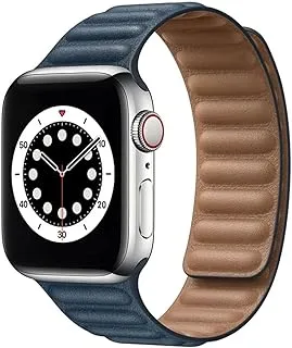 AC&L Leather Magnetic Band Compatible with Apple Watch 44Mm Strap, Midnight Blue