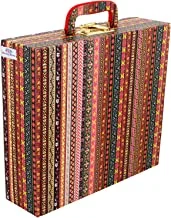 Heart home tribal seamless pattern wooden 4 rod bangle box/organizer for bangle, watches, bracelets, jewllery with mirror & number lock system (multicolour)-47hh0614