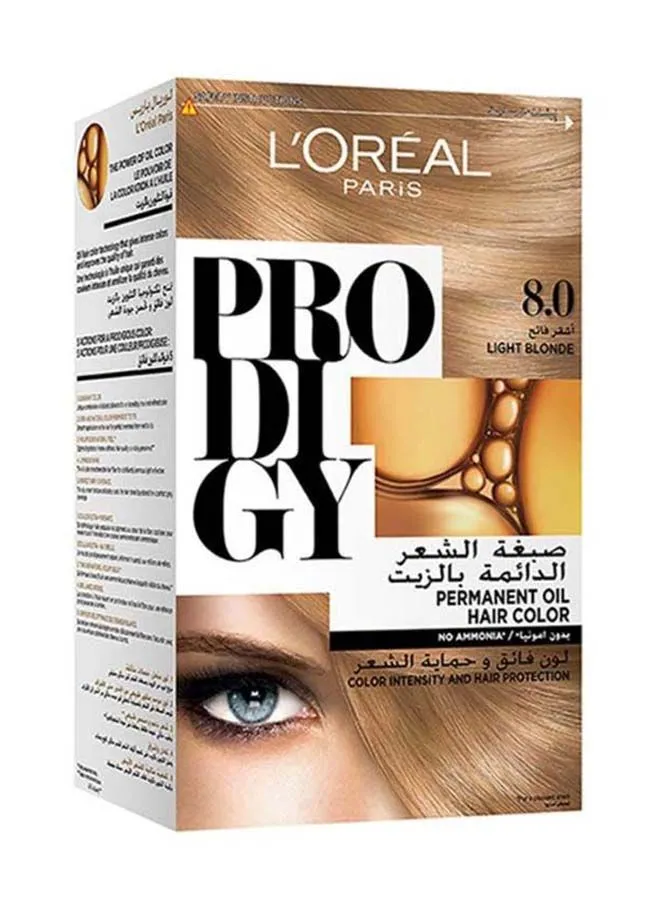 لوريال باريس Prodigy صبغة شعر زيتية دائمة خالية من الأمونيا كثافة اللون وحماية الشعر 8.0 أشقر فاتح